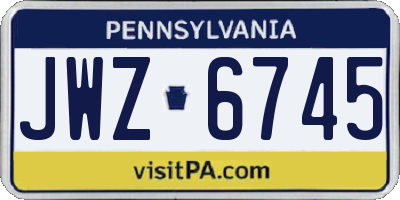 PA license plate JWZ6745
