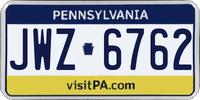 PA license plate JWZ6762
