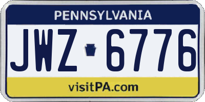 PA license plate JWZ6776