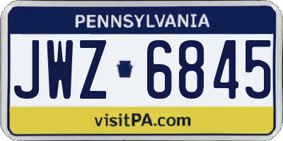PA license plate JWZ6845
