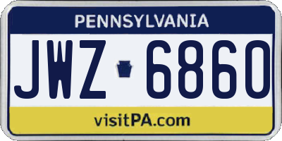 PA license plate JWZ6860