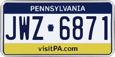 PA license plate JWZ6871