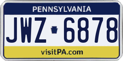 PA license plate JWZ6878