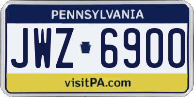 PA license plate JWZ6900