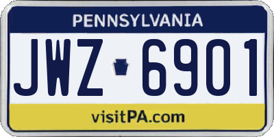 PA license plate JWZ6901
