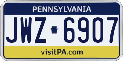 PA license plate JWZ6907