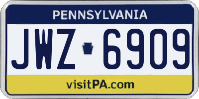 PA license plate JWZ6909