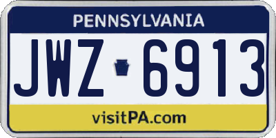 PA license plate JWZ6913