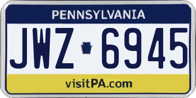 PA license plate JWZ6945