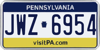 PA license plate JWZ6954