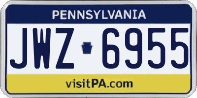PA license plate JWZ6955