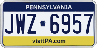 PA license plate JWZ6957