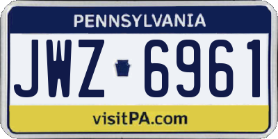 PA license plate JWZ6961