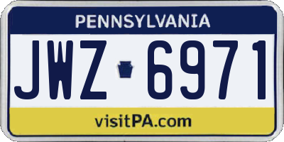 PA license plate JWZ6971