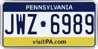 PA license plate JWZ6989