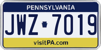PA license plate JWZ7019