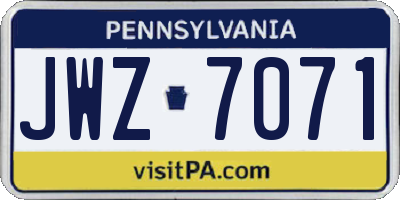 PA license plate JWZ7071