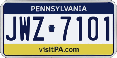 PA license plate JWZ7101