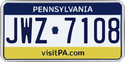 PA license plate JWZ7108