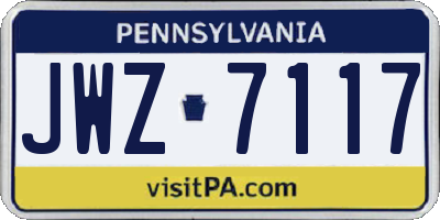 PA license plate JWZ7117