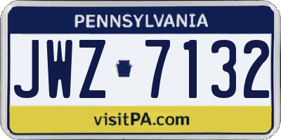 PA license plate JWZ7132