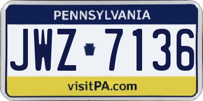 PA license plate JWZ7136