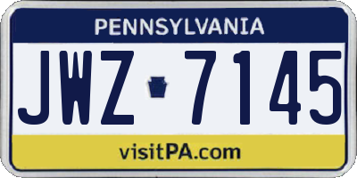 PA license plate JWZ7145