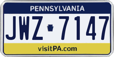 PA license plate JWZ7147