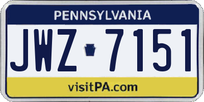 PA license plate JWZ7151