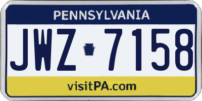 PA license plate JWZ7158