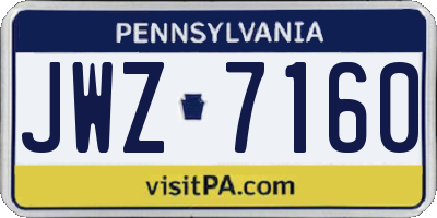 PA license plate JWZ7160