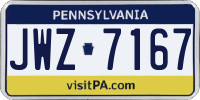 PA license plate JWZ7167