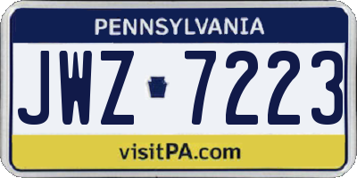 PA license plate JWZ7223
