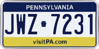 PA license plate JWZ7231