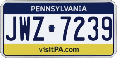 PA license plate JWZ7239