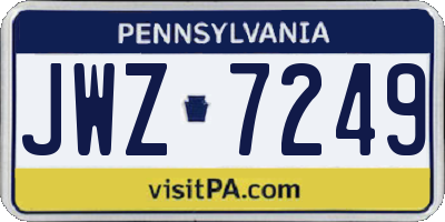 PA license plate JWZ7249