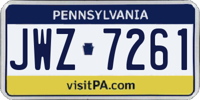 PA license plate JWZ7261