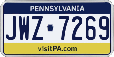PA license plate JWZ7269