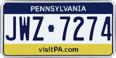 PA license plate JWZ7274