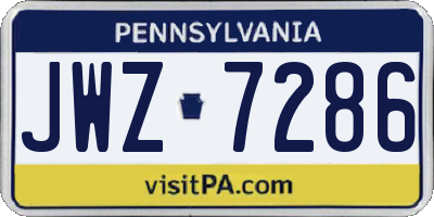 PA license plate JWZ7286