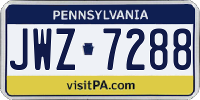 PA license plate JWZ7288