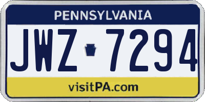 PA license plate JWZ7294