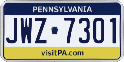 PA license plate JWZ7301