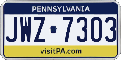 PA license plate JWZ7303