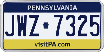 PA license plate JWZ7325