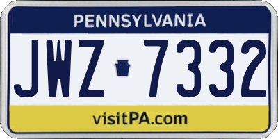 PA license plate JWZ7332