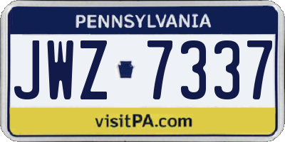 PA license plate JWZ7337