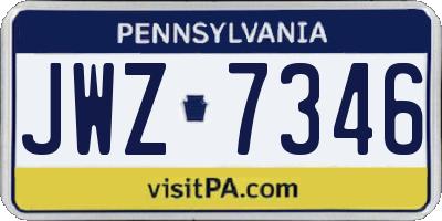 PA license plate JWZ7346