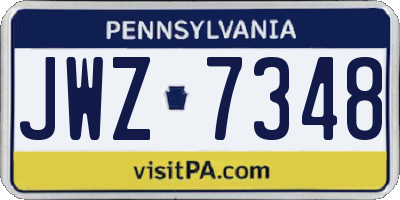 PA license plate JWZ7348