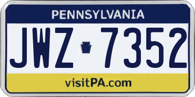 PA license plate JWZ7352